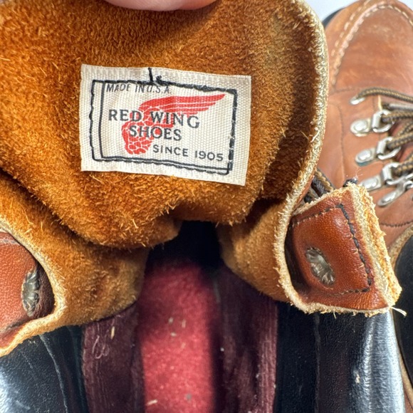 Vintage Red Wing Boots 404 Style Mens 7 D Brown Leather Moc Toe Workwear Combat - Picture 12 of 13